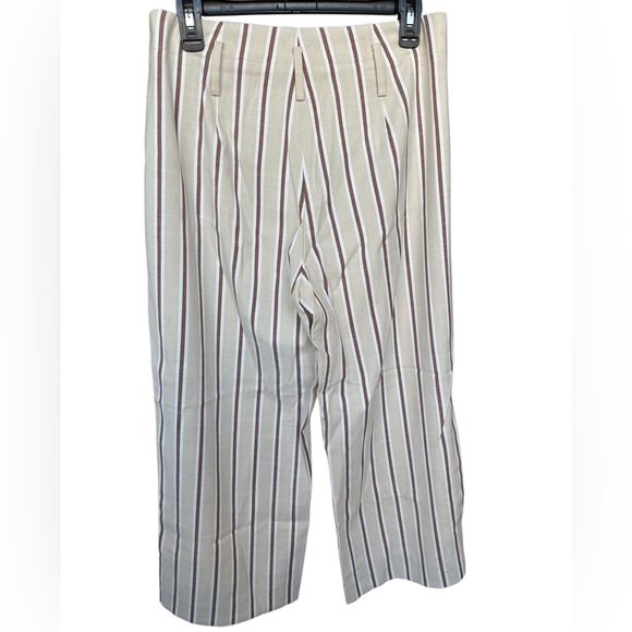 Ann Taylor Factory Cream and Brown Striped Cropped Pants - Size 8P - Picture 2 of 5
